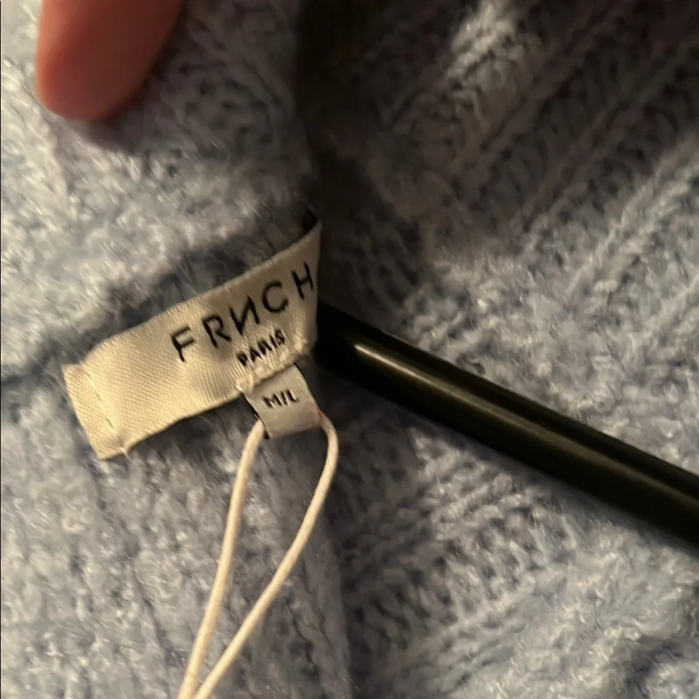 FRNCH Blue Turtleneck Cable Knit Sweater - Picture 6 of 7